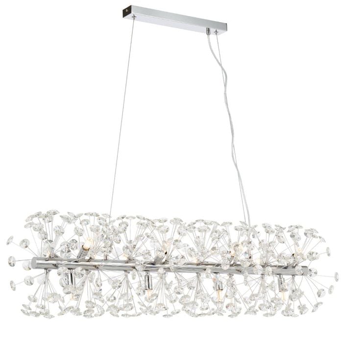 Telbix Lerida Modern Pendant Hanging Lamp Light Metal Crystal Chrome Clear Gloss