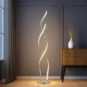 Luminea Margaret LED Modern Elegant Spiral Floor Lamp Reading Light - Gold