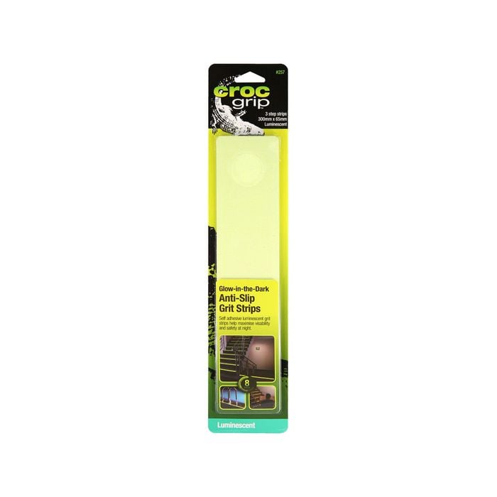Croc Grip 300 x 65mm Glow-In-The-Dark Step Strips - 9 Pack