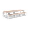 Balmoral 3.55m Outdoor Teak Top Aluminium Table With Bench Seats White