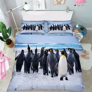 3D Sea Penguins 338 Bed Pillowcases Quilt King Single Size