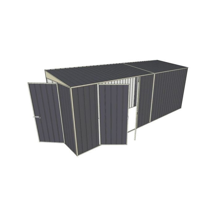 Build-a-Shed 1.5 x 5.2 x 2m Double Hinged Side Door Skillion Shed - Grey
