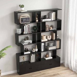 Costway 6-tier Bookshelf Display Shelf W/cabinet Storage Bookcase Black