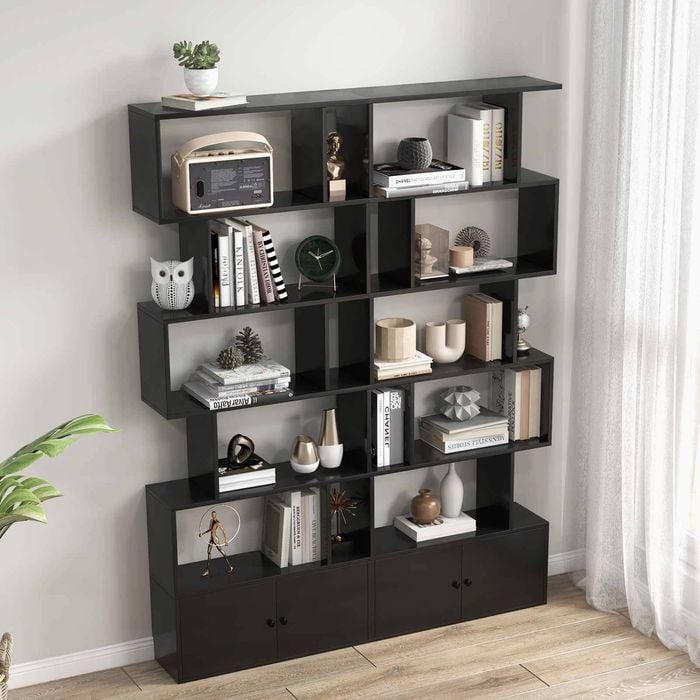 Costway 6-tier Bookshelf Display Shelf W/cabinet Storage Bookcase Black