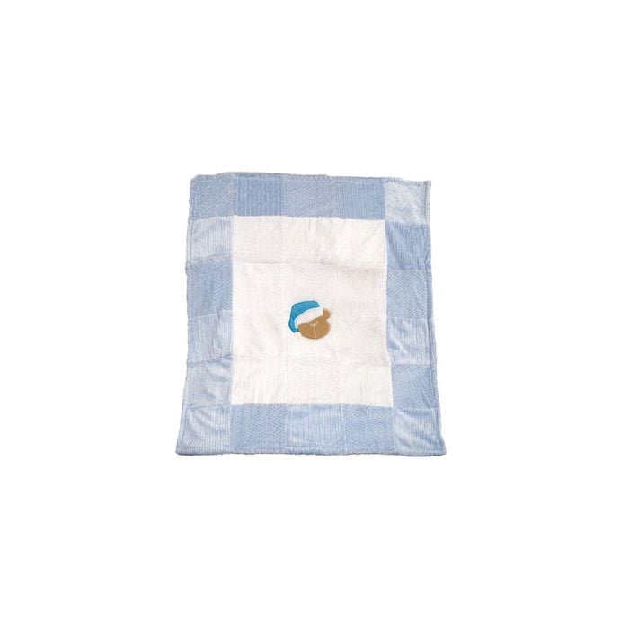 Cute Bear Blue Coral Fleece Baby Blanket 75 x 90 cm