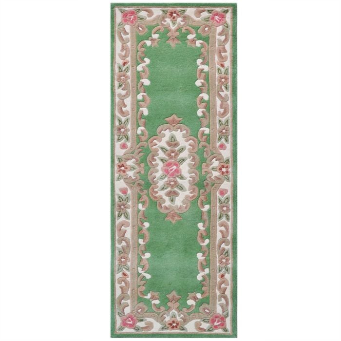 Traditional Handmade Wool Rug-Avolon-Pista Green-67x210cm