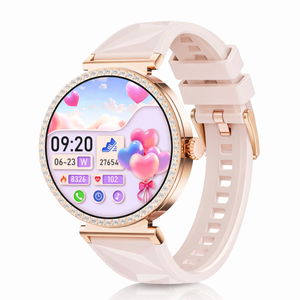 Gps Smart Watch Fitness Tracker Heart Rate Voice Call Diamond Design  Watch Pink