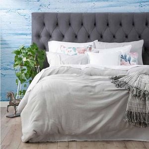 Renee Taylor Solana Washed Cotton Textured Silver Quilt Cover Set