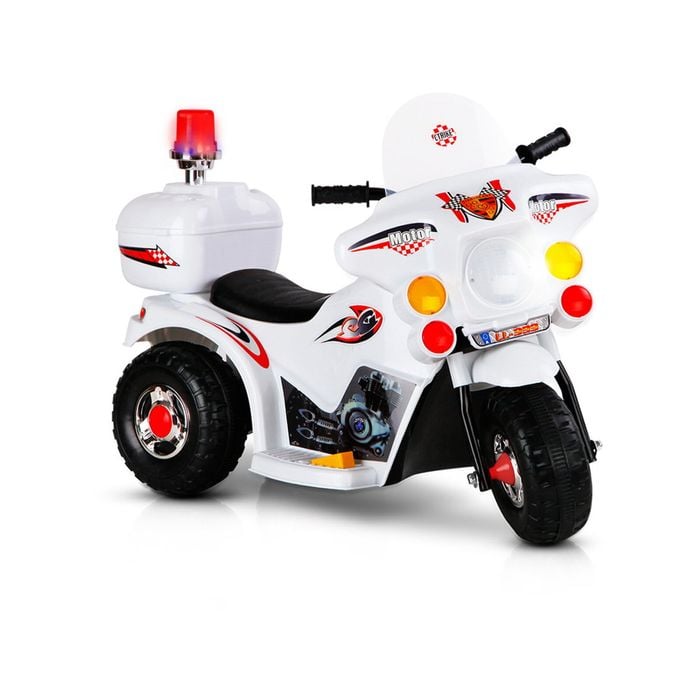 Rigo Kids Electric Ride On Police Motorcycle Motorbike 6v Battery White
