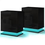 ALFORDSON 2x LED Bedside Table Black