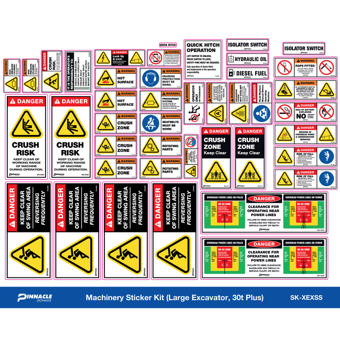 Pinnacle Large Excavator 30T Plus Machinery Sticker Kit