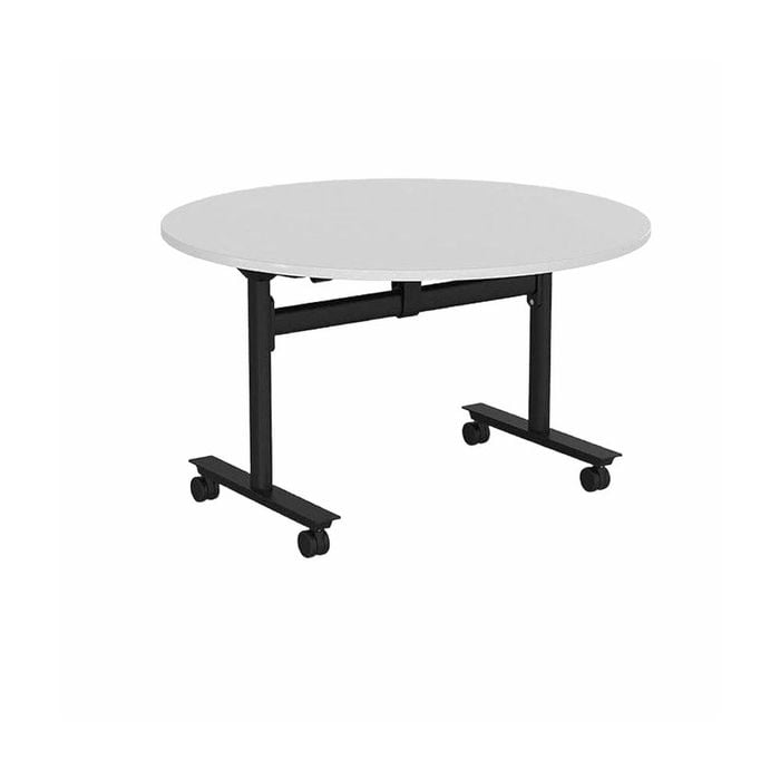 Olg Agile Flip Table Black Frame White Top 1200mm Diameter
