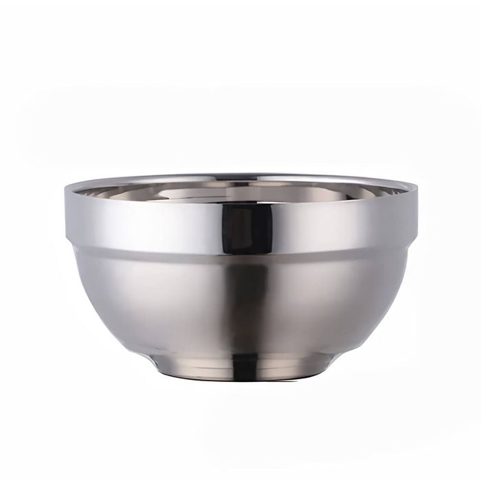 Anygleam Silver 5pcs Big Stainless Steel Rice Bowl Single Anti-scalding Layer Cooking Utensil