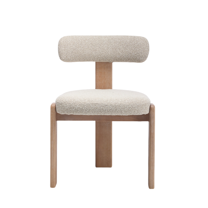 HOMFURN Upholstered 3 Legs Dining Chairs Set of 2, Wood Farmhouse Kitchen Chairs, Mid-Century Modern Armless Accent Chairs,Beige