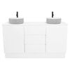 CIBO 1500mm White Nordic Full Height Double Bathroom Vanity With Light Grey / White Countertop Basins