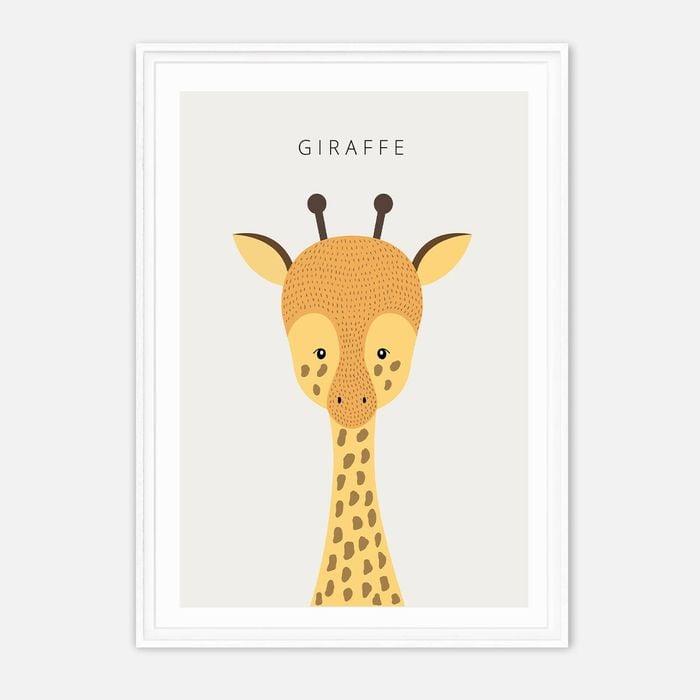 Galrie Charming Minimalist Giraffe Art Print - Modern Animal Decor for Kids' Rooms, White Frame, A1 60 x 84cm (23 x 33inch)