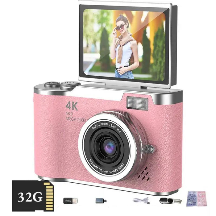 Digital Camera With Flip Screen Pink