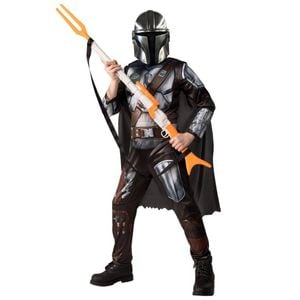 Star Wars The Mandalorian Deluxe Kids Halloween Costume with Cape and Mask – Official Licensed, Grey Colour, 3-5 Years