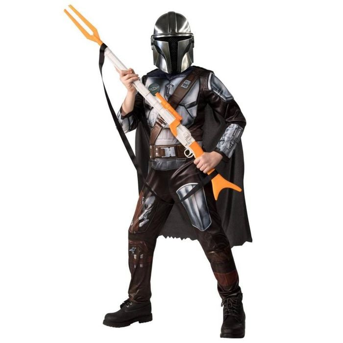 Star Wars The Mandalorian Deluxe Kids Halloween Costume with Cape and Mask – Official Licensed, Grey Colour, 3-5 Years