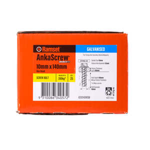 Ramset 10 x 140mm Galvanised AnkaScrew Masonry Anchor - 25 Pack