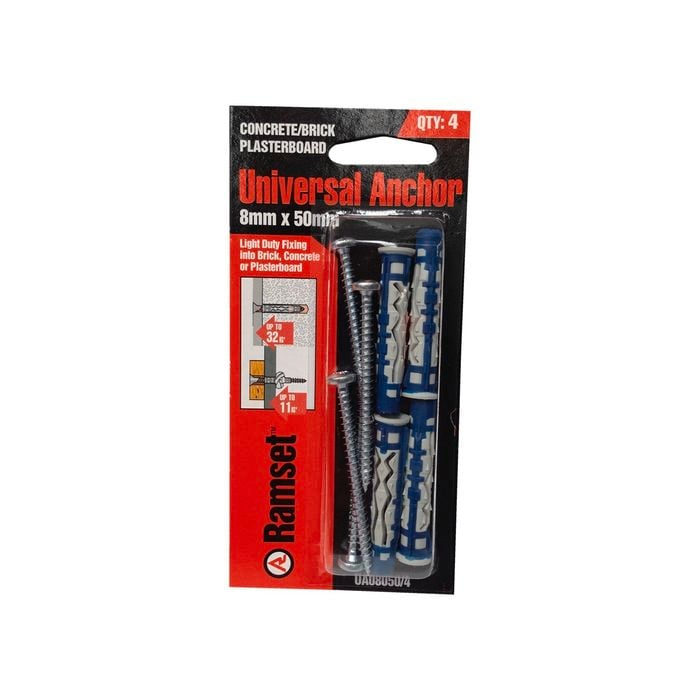 Ramset 8 x 50mm Universal Anchor - 4 Pack