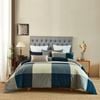 CottonMore 100% Cotton Large Check Pattern Quilt Doona Duvet Cover Set - Queen