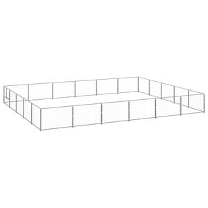 vidaXL Dog Kennel Silver Steel Outdoor Puppy Enclosure Dog Pet Supply Cage