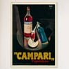 Galrie Campari L'aperitivo Vintage Framed Advertising Poster for Home and Bar Decor, Wood Frame, A3 30 x 42cm (12 x 16inch)