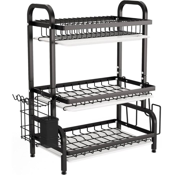 CARLA HOME Dish Drying Rack 3 Tier Large Capacity Kitchen Storage with Utensil and Cutting Board Holder
