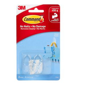 Command™ Small Clear Adhesive Wall Hooks - 2 Pack