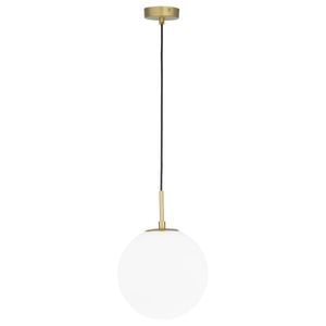 Mercator Preston W250mm Metal White Glass Pendant Light Antique Brass