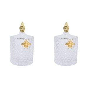 2PK LVD Glass Cruz Trinket Storage Decor Round 18.5cm - Clear