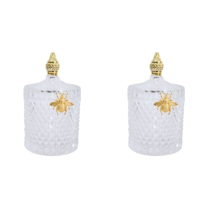 2PK LVD Glass Cruz Trinket Storage Decor Round 18.5cm - Clear