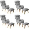 Oikiture 4x 360 Swivel Recliner Armchair Lounge Ottoman Chair With Stool Grey