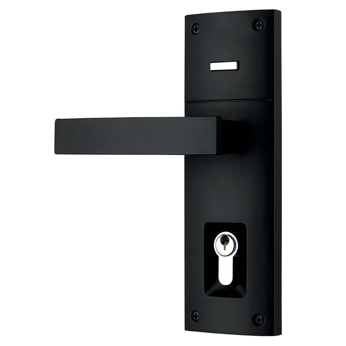 Gainsborough Matte Black Contemporary Angular Double Cylinder Trilock Leverset