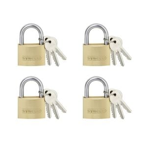 Syneco 40mm Brass Padlocks - 4 Pack