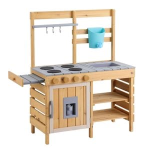 Keezi Wooden Kids Kitchen Playset 95cm With Faucet And Sink
