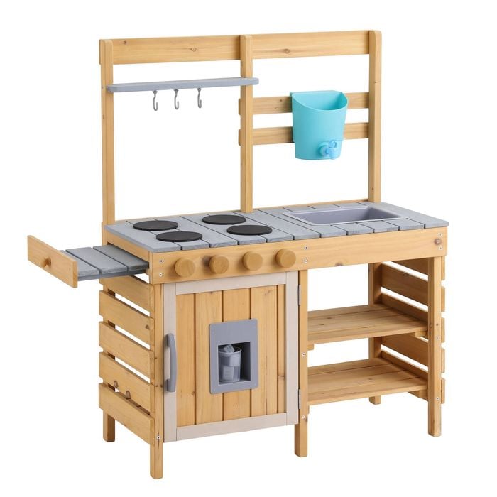 Keezi Wooden Kids Kitchen Playset 95cm With Faucet And Sink