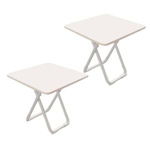 Soga 2x 80cm White Square Table White Legs Modern Minimalist Home Decor