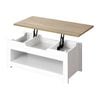 Oikiture Lift Up Top Coffee Table W/storage White And Natural