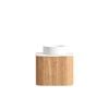Attica Bentwood 600mm English Oak Fluted Vanity With Pure White Stone Top 