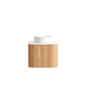 Attica Bentwood 600mm English Oak Fluted Vanity With Pure White Stone Top 