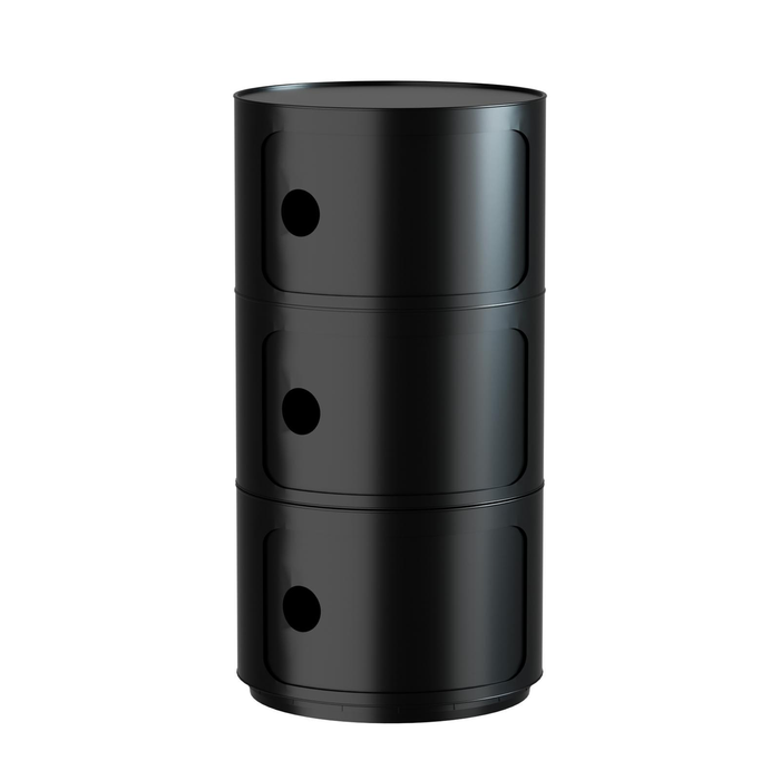 Miuz 3 Tier Black Replica Componibili Round Storage Cabinet