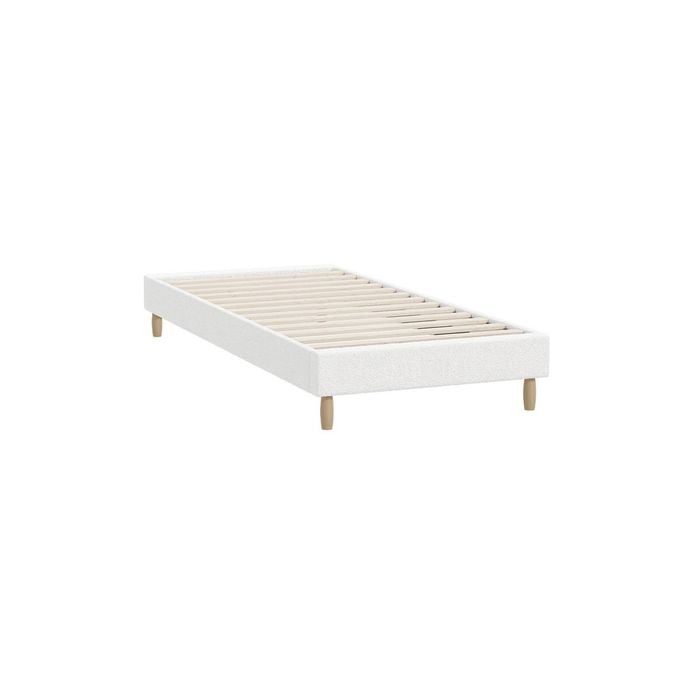 Oikiture White Boucle Bed Frame Base -Single