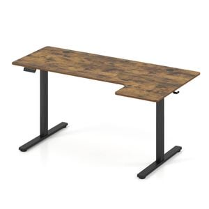 Costway L Shape Electric Standing Desk 160x85CM Table Memory Hook Corner