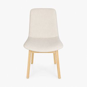 SK Designer Living | Cozy Upholstered Dining Chair | Natural Legs - Ivory Fabric