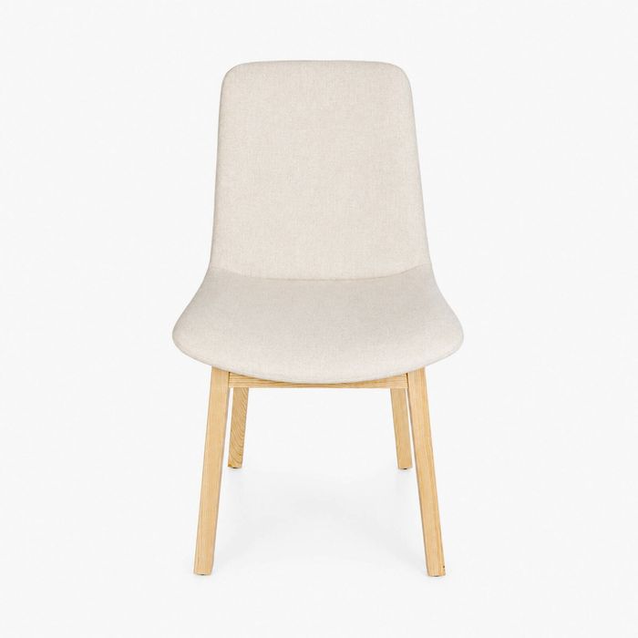 SK Designer Living | Cozy Upholstered Dining Chair | Natural Legs - Ivory Fabric