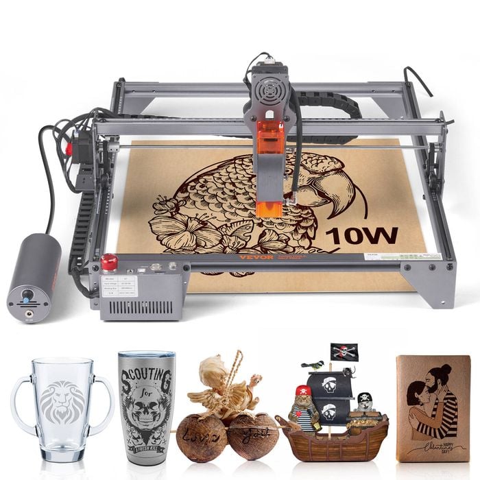 VEVOR Output Laser Engraving Machine 10W 10000mm/min Movement Speed with Rotary Roller