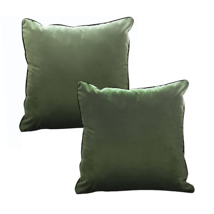 SOGA 2X 45cm Subtle Army Green Foliage Velvet  Throw Pillow
