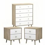 Bedroom Bundle Adriana 5 Drawer Chest of Drawers and 2 Bedside Tables Bedroom Storage Furniture